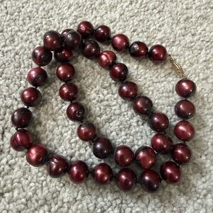 Rare vintage cranberry pearl necklace 14k clasp